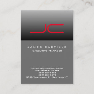 Professionell Modern Grått Red Monogram Visitkort