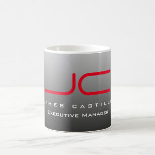 Professionell Modern Grått Red Monogrammed Kaffemugg