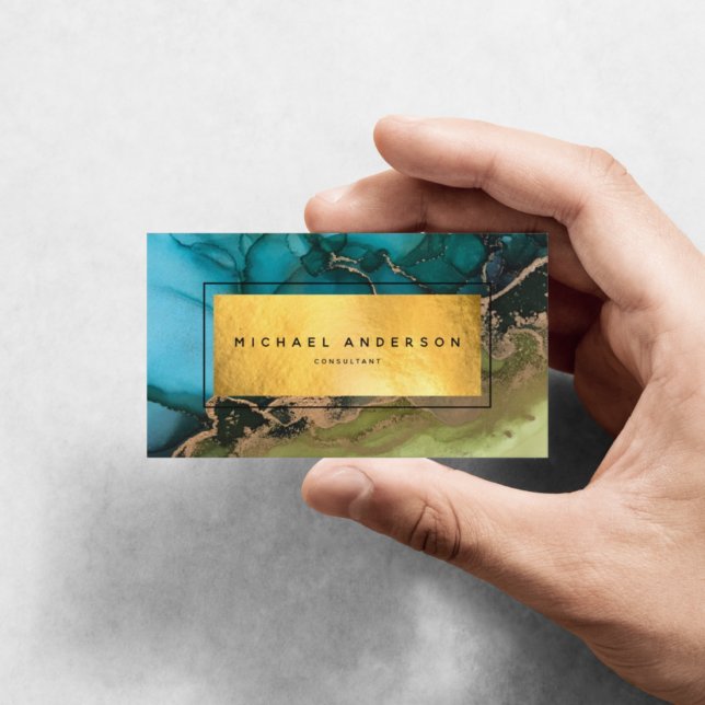 Professionell Modern Guld Black Teal Visitkort (Skapare uppladdad)