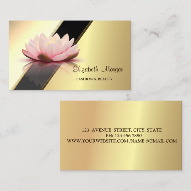 Professionell Modern Guld Geometrisk Lotus Visitkort (Fram/baksida)