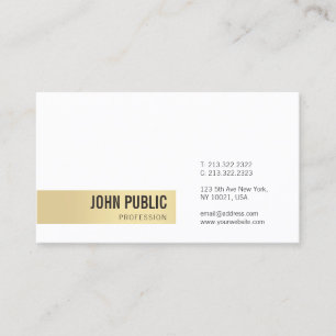 Professionell Modern Guld White Simple Template Visitkort