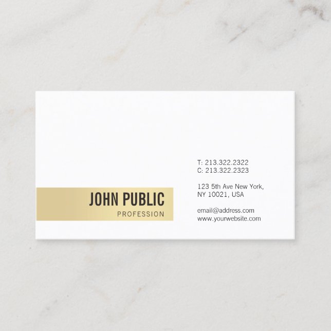 Professionell Modern Guld White Simple Template Visitkort (Framsida)