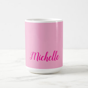 Professionell modern handskriven namn rosa vit kaffemugg