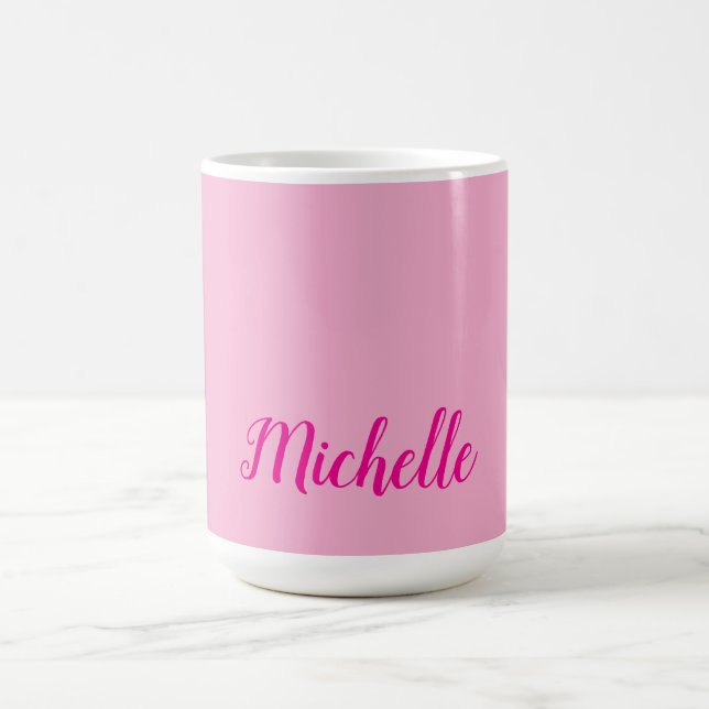 Professionell modern handskriven namn rosa vit kaffemugg (Center)