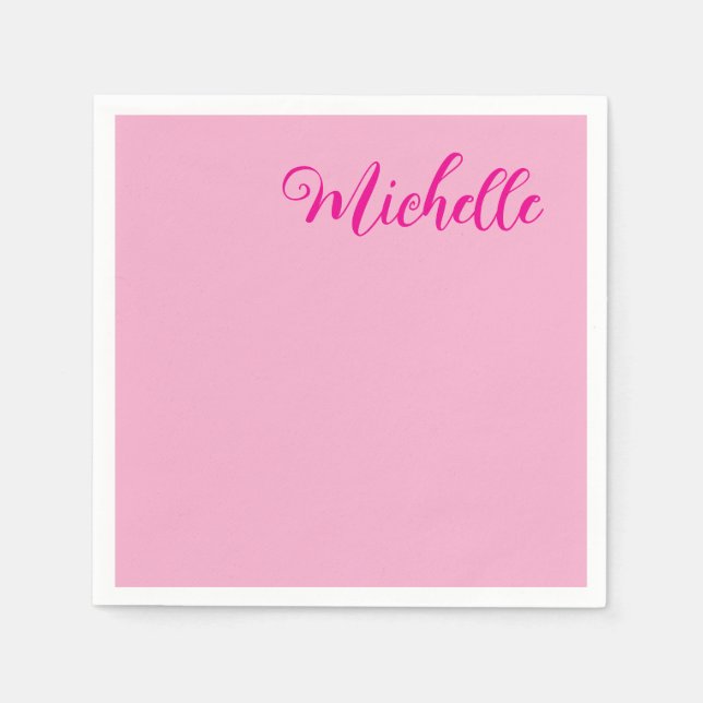 Professionell modern handskriven namn rosa vit pappersservett (Framsidan)