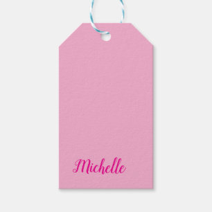 Professionell modern handskriven namn rosa vit presentetikett