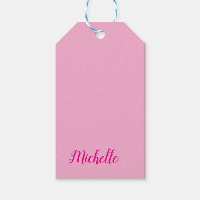 Professionell modern handskriven namn rosa vit presentetikett (Framsidan)