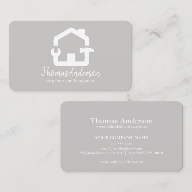 Professionell modern hemreparation hantverkare visitkort (Fram/baksida)