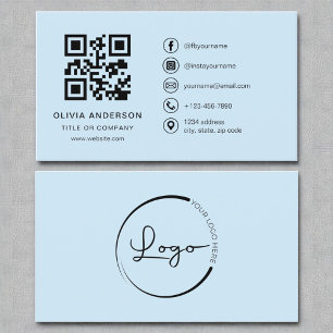 Professionell Modern Himmel Blue QR-kod Visitkort