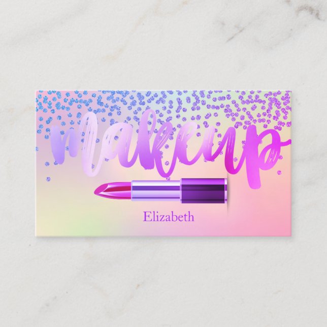 Professionell Modern Holografisk Diamant Läppstift Visitkort (Framsida)
