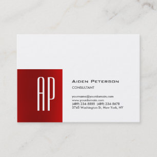 Professionell Modern Knubbig Red White Monogram Visitkort