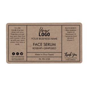 Professionell Modern Kraft Ansikte Serum Labels Fraktsedel