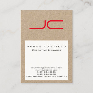 Professionell Modern Kraft Papper White Red Monogr Visitkort