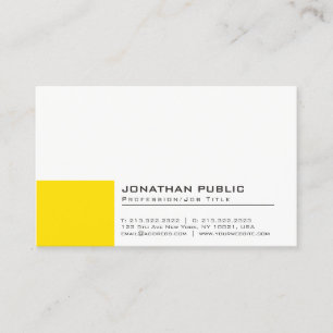 Professionell Modern Kreativ Gult White Plain Visitkort