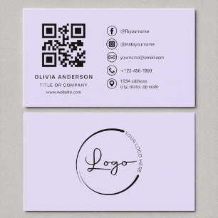 Professionell Modern Lilac Lila QR-kod Visitkort