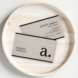 Professionell Modern Linen look Monogram Initial Visitkort