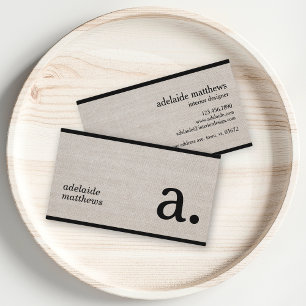 Professionell Modern Linen look Monogram Initial Visitkort