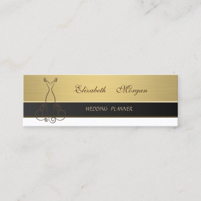 Professionell Modern Lyxig Elegant Guldklänning Mini Visitkort (Framsida)