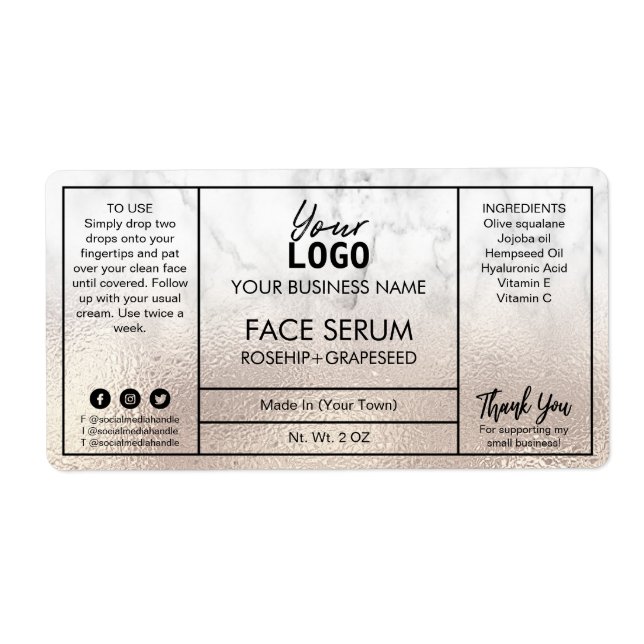 Professionell Modern marble Ansikte Serum Ro Guld Fraktsedel (Framsidan)