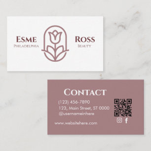Professionell Modern Mauve Rosa Blommigt Snyggt Visitkort