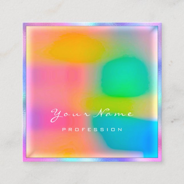 Professionell Modern Minimal Holograph Makeup Lash Fyrkantigt Visitkort (Framsida)