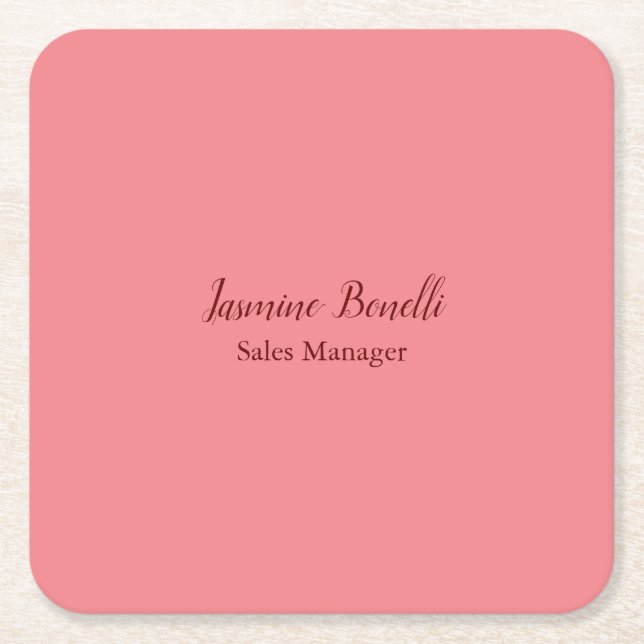Professionell Modern Minimalist Add Namn Personal Underlägg Papper Kvadrat (Framsidan)