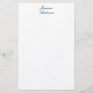 Professionell Modern Minimalist Blue White Linen Brevpapper