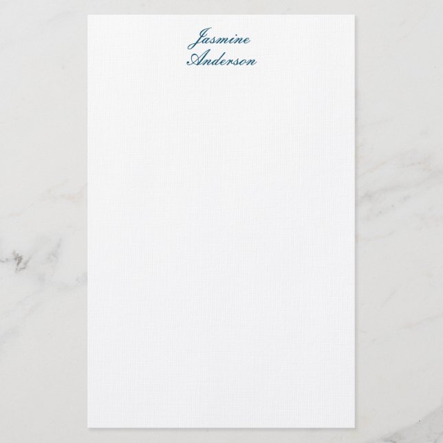 Professionell Modern Minimalist Blue White Linen Brevpapper (Framsida)