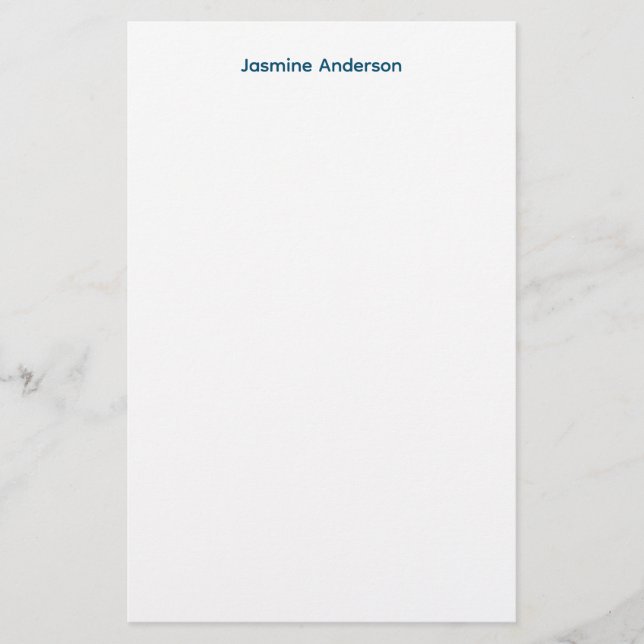 Professionell Modern Minimalist Blue White Linen Brevpapper (Framsida)