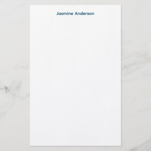 Professionell Modern Minimalist Blue White Linen Brevpapper (Framsida)