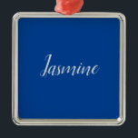 Professionell Modern Minimalist Deep Blue Julgransprydnad Metall<br><div class="desc">Du kan enkelt ändra Typsnitt,  bakgrundsbild och Färg,  Brev-tecken.</div>