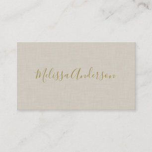 Professionell Modern Minimalist Guld Linen Visitkort