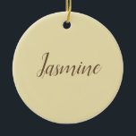 Professionell Modern Minimalist Pastel Beige Färg Julgransprydnad Keramik<br><div class="desc">Du kan enkelt ändra Typsnitt,  bakgrundsbild och Färg,  Brev-tecken.</div>