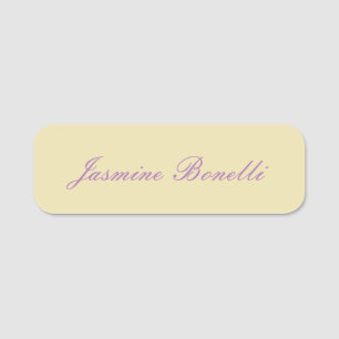 Professionell Modern Minimalist Pastel Beige Färg Namnbricka