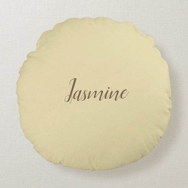 Professionell Modern Minimalist Pastel Beige Färg Rund Kudde (Framsidan)