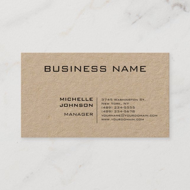 Professionell Modern Minimalist Plain Kraft Visitkort (Framsida)