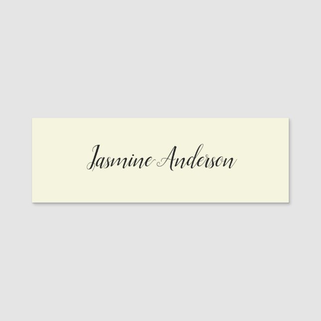 Professionell Modern minimalistisk Beige Färg Namnbricka (Framsida)