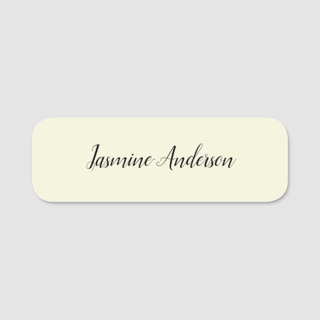 Professionell Modern minimalistisk Beige Färg Namnbricka (Framsida)