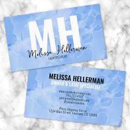 Professionell Modern Minimalistisk blå monogram Visitkort