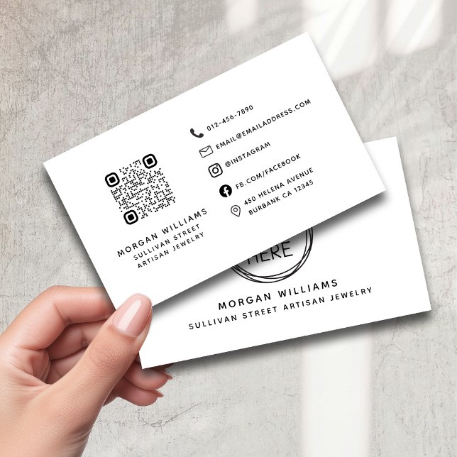 Professionell Modern Minimalistisk Logotyp Qr-kod Visitkort (Skapare uppladdad)