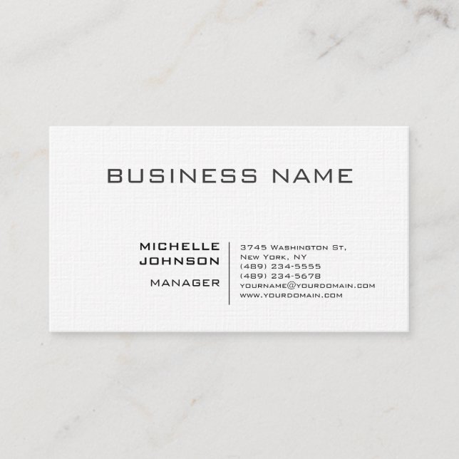 Professionell Modern Minimalistisk Premium Linen Visitkort (Framsida)