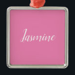 Professionell Modern Minimalistisk Rosa Julgransprydnad Metall<br><div class="desc">Du kan enkelt ändra Typsnitt,  bakgrundsbild och Färg,  Brev-tecken.</div>