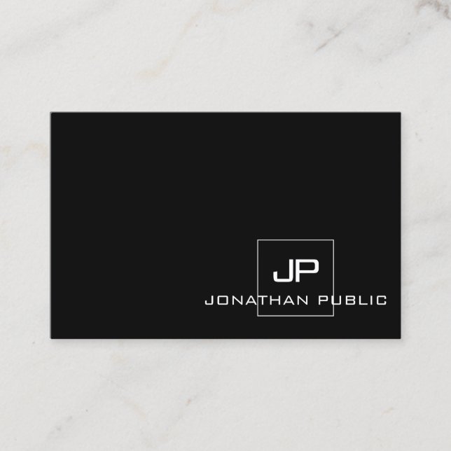 Professionell Modern Monogram Black White-Elegant Visitkort (Framsida)