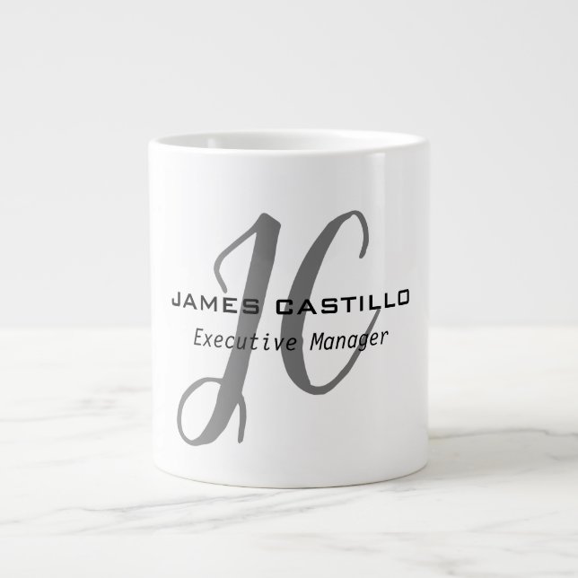 Professionell Modern Monogram-calligrafi-skript Jumbo Mugg (Framsidan)