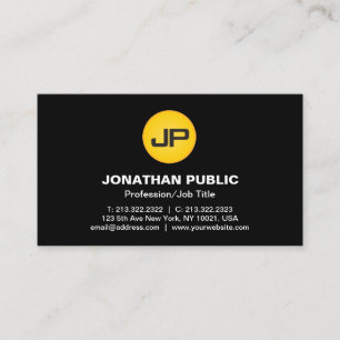 Professionell Modern Monogram Elegant Black Design Visitkort