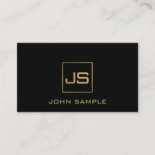 Professionell Modern Monogram Elegant Black Guld Visitkort