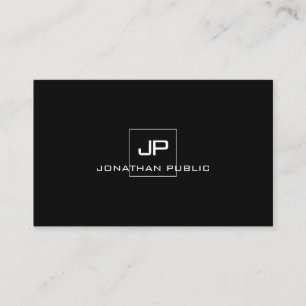Professionell Modern Monogram Elegant Black White Visitkort