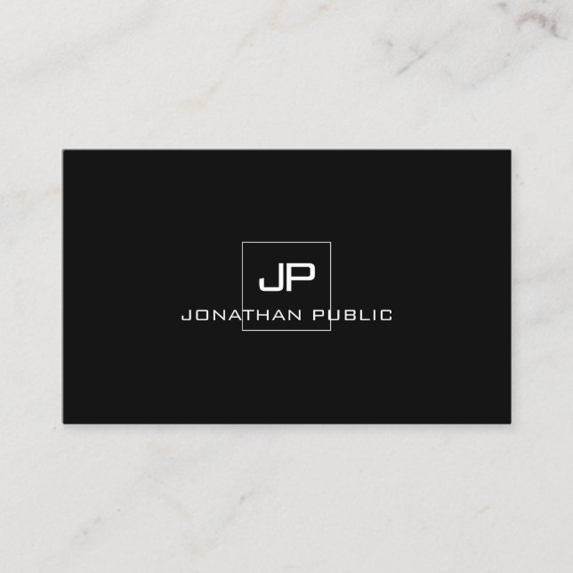 Professionell Modern Monogram Elegant Black White Visitkort (Framsida)
