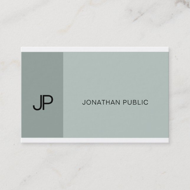 Professionell Modern Monogram Elegant Blue Grönt Visitkort (Framsida)