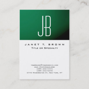 Professionell Modern Monogram Enkel Grönt vit Visitkort